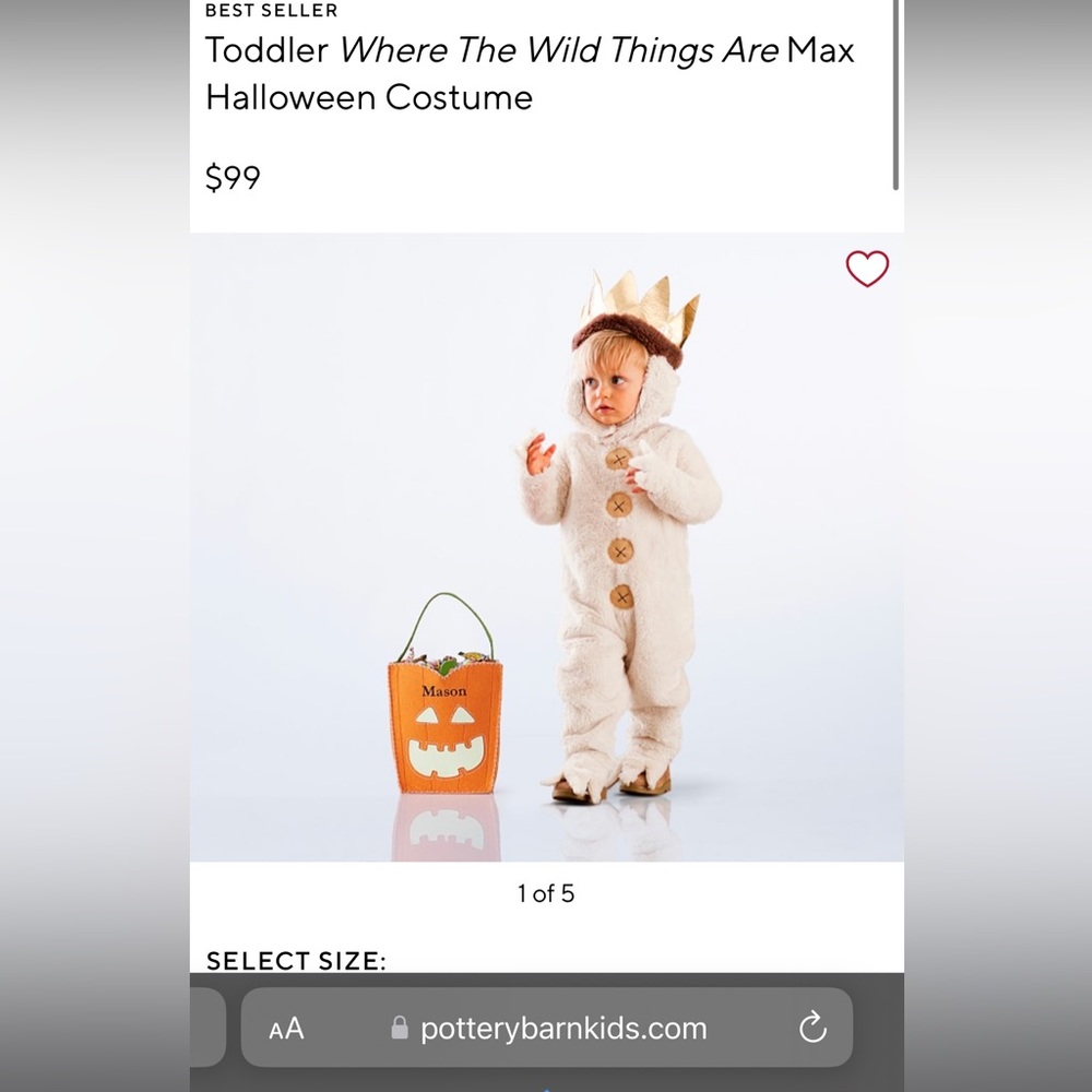 Where the Wild Things Are- Max toddler costume from Pottery Barn